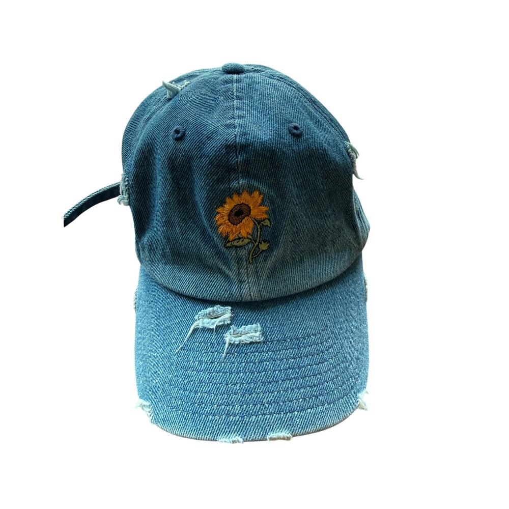 KBETHOS Cotton Denim Blue Sunflower Distressed Dad Hat Baseball Cap OS
